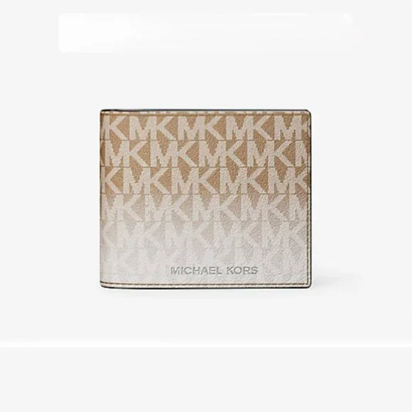 NWT Michael Kors Cooper Men Ombré Signature Logo Billfold Card ID Wallet - Husk - Picture 4 of 12